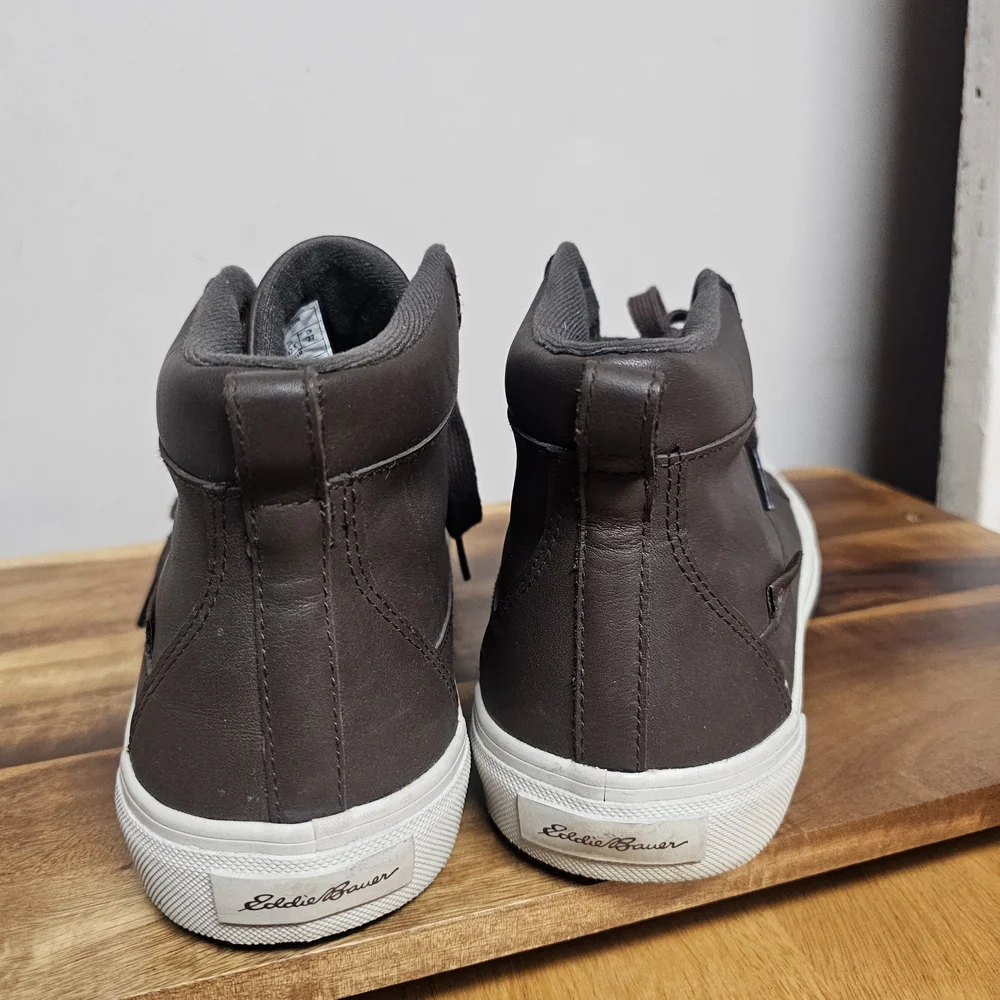 Eddie Bauer Brown Leather Hightop Storm Sneakers Timber Mens‎ Size 9 Academia